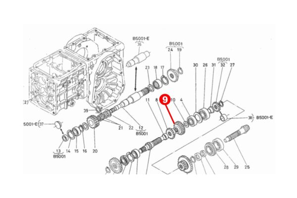 Tandwiel 17Tx24T Kubota B5000, B5001, B5100, Zen Noh ZB5000, ZB5001, ZB5100, - Afbeelding 6