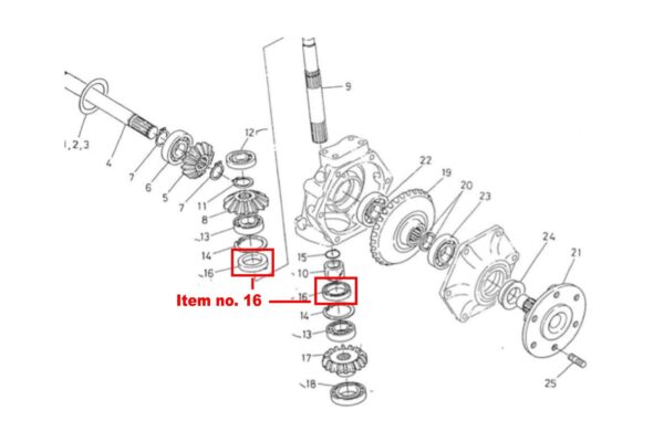 Keerring vooras 4WD Kubota B-serie, Iseki TU, Zen Noh - Afbeelding 4