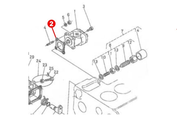 Pakking hydrauliekpomp Kubota B-, B1-, CF-, KH, F-, XB-Types, Zen Noh ZB-Types - Afbeelding 2