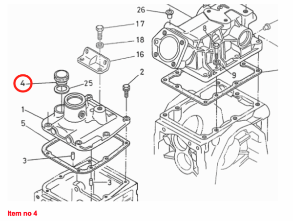 Olievuldop (versnellingsbak) Kubota A-, B-, F-, FZ-Types, Hinomoto CX-Types, Zen Noh ZB-Types, - Afbeelding 3
