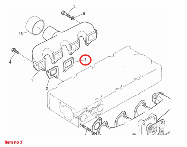 Inlaatspruitstukpakking (3) Kubota D750, D850, D950, V1100, V1200, Z500, Z600, - Afbeelding 2