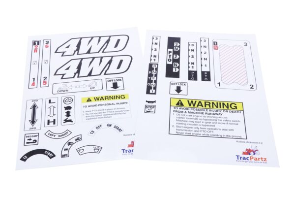 Stickerset Kubota B5000, B5001, B6000, B6001, B7000, B7001, B1200, B1400, B1402, B1500, B1502, B1600