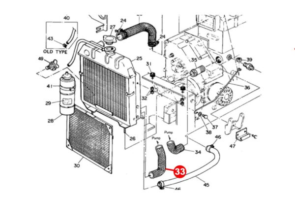 Koelwaterslang (onderste) Yanmar YM-Types, John Deere (bovenste) 650, 750, - Afbeelding 3