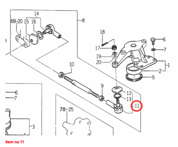 Stuurkogel (links) spoorstang Iseki TU-Types, 3015, 3020, - Afbeelding 2