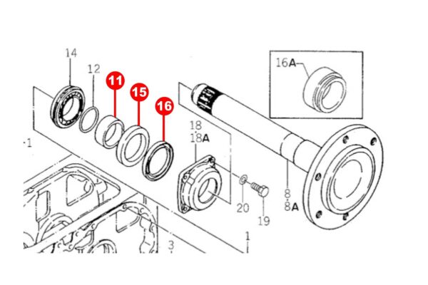Steekaskeerring set (achter) Iseki TE-, TL-Types, Bolens G272, G274, 2702, 2704, - Afbeelding 5
