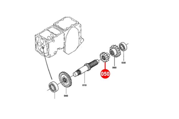 Tandwiel 2e versnelling 13T Kubota B1550, B1750, B5200, B6200, B7200, - Afbeelding 6