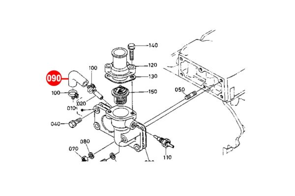 Koelwaterslang (Bypass) Kubota D1100, DH1101, D1301, S2200, S2600, S2800, V1501, - Afbeelding 3