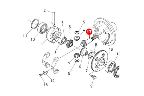 Pignon (vooras) Kubota, L1-18, L1-20, L1-22, L1-24, L1-26, L1-28, L1-R18, L1-R20, L1-R22, L1-R24, L1-R26, L1-R28, - Afbeelding 2