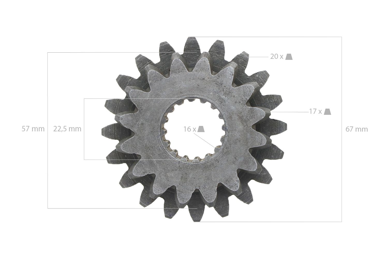 Tandwiel 20TX16T 16 splines