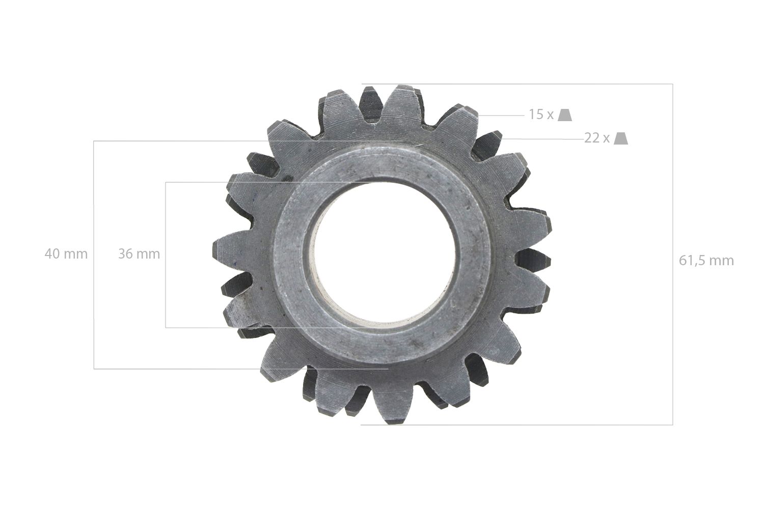 Tandwiel 22TX15T Kubota B40, B1200, B1400, B1402