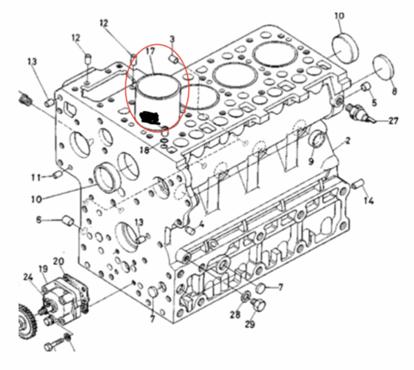 Cilinderbus 76mm Kubota Z650, Z750, Z751, D1100, DH1101, D1102, DM1102, V1500, V1501, V1502, S2200, - Afbeelding 3