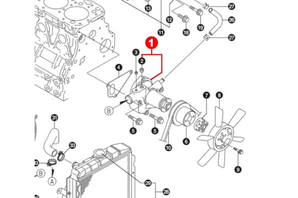 Waterpomp Yanmar 3TN78/82/84, 3TNE84/88, 3TNV84/88, 4TN82/84, 4TNE84/88, 4TNV84/88, Komatsu, John Deere etc., - Afbeelding 4