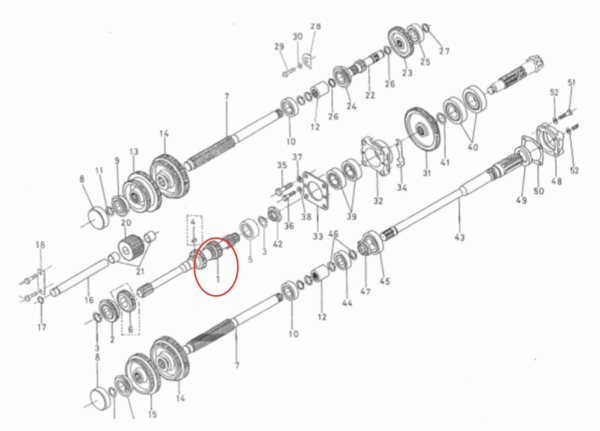Hoofdas Kubota L225, L2000, - Afbeelding 5