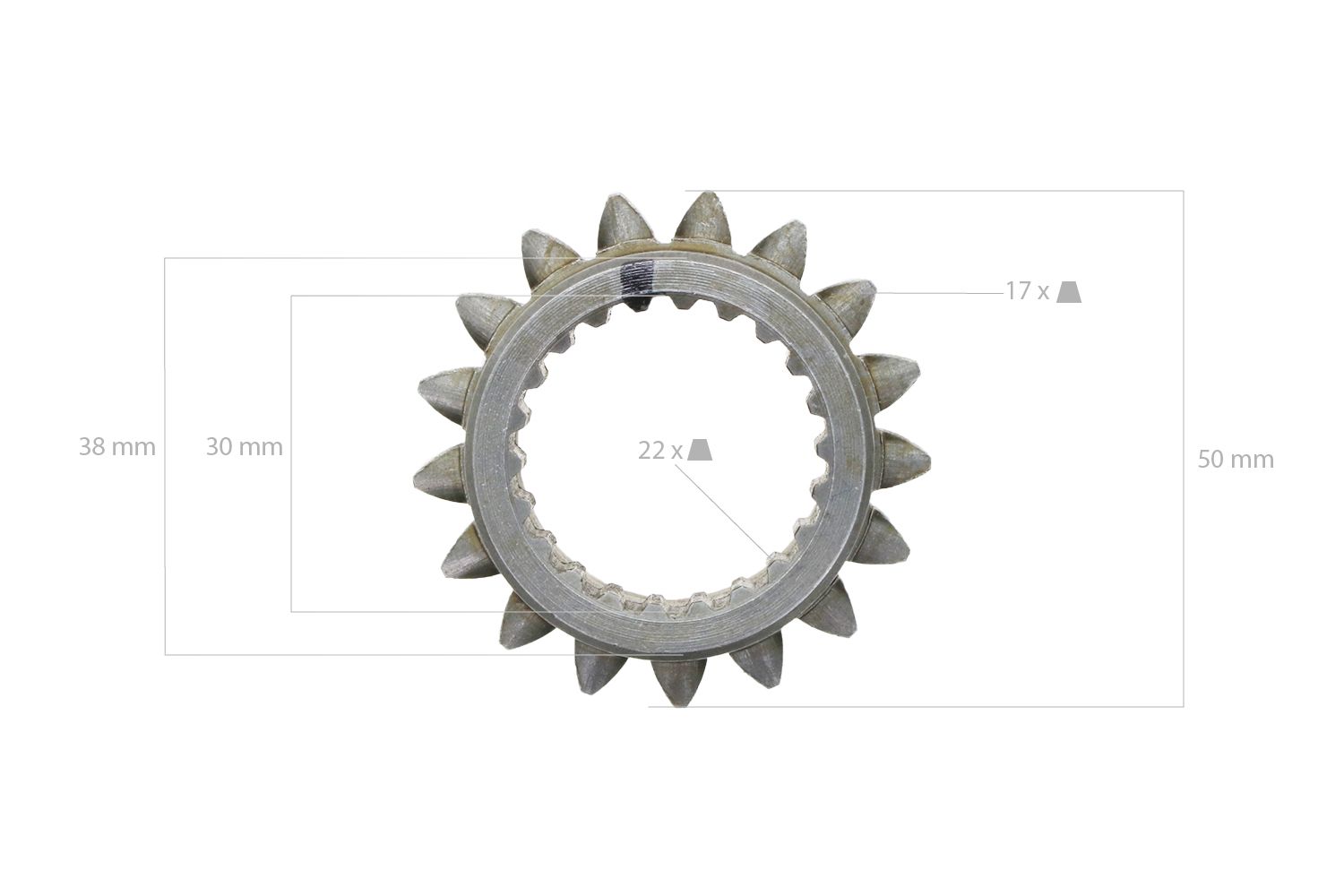 Tandwiel 17T X 22 Splines Kubota L-Types, Kioti / Daedong L2203, LK2554,