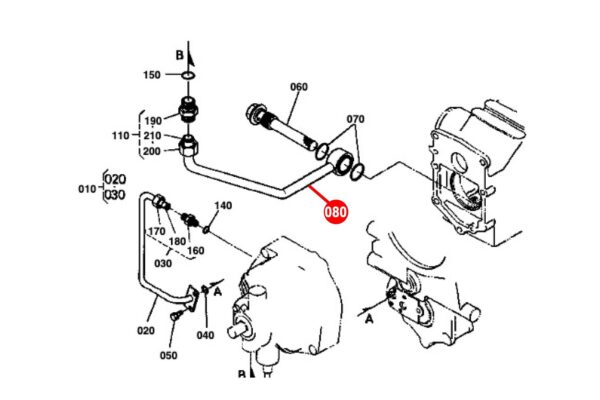 Hydrauliekleiding t.b.v aanzuigfilter Kubota G2HST, G3HST, G4200H, G5200H, G6200H, - Afbeelding 2