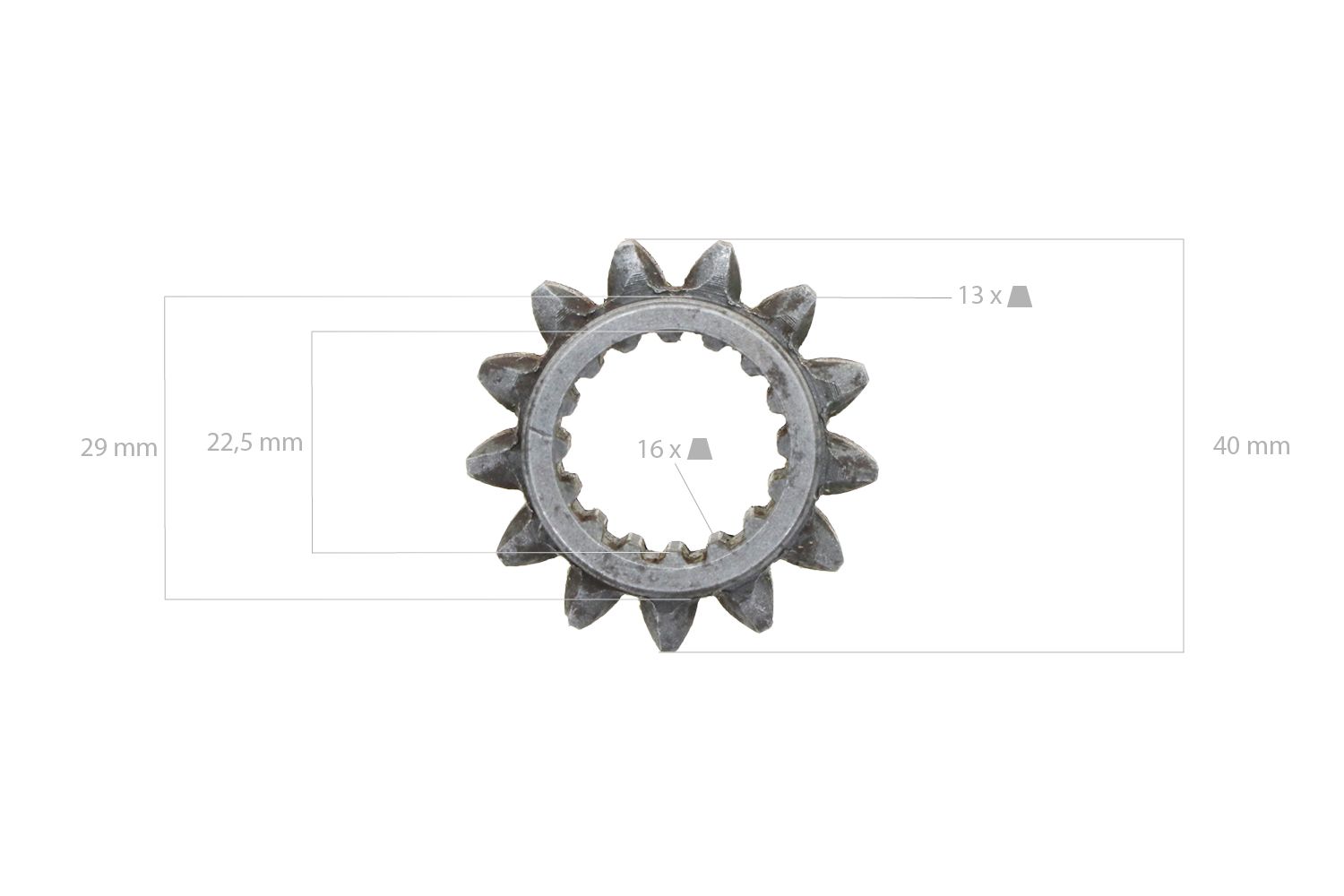 Tandwiel 13TX16T Kubota B1200, B1400, B1402, B1-14, B1-15, B40