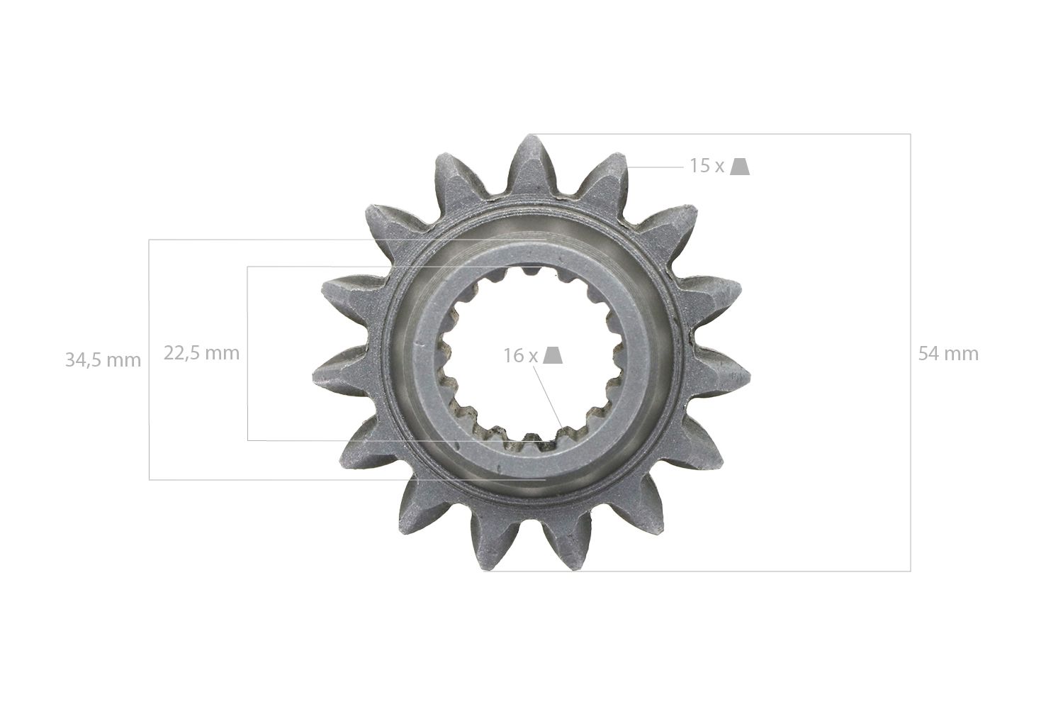 Tandwiel 15T- 16 Splines Kubota, B-Serie, Zen Noh ZB- Serie