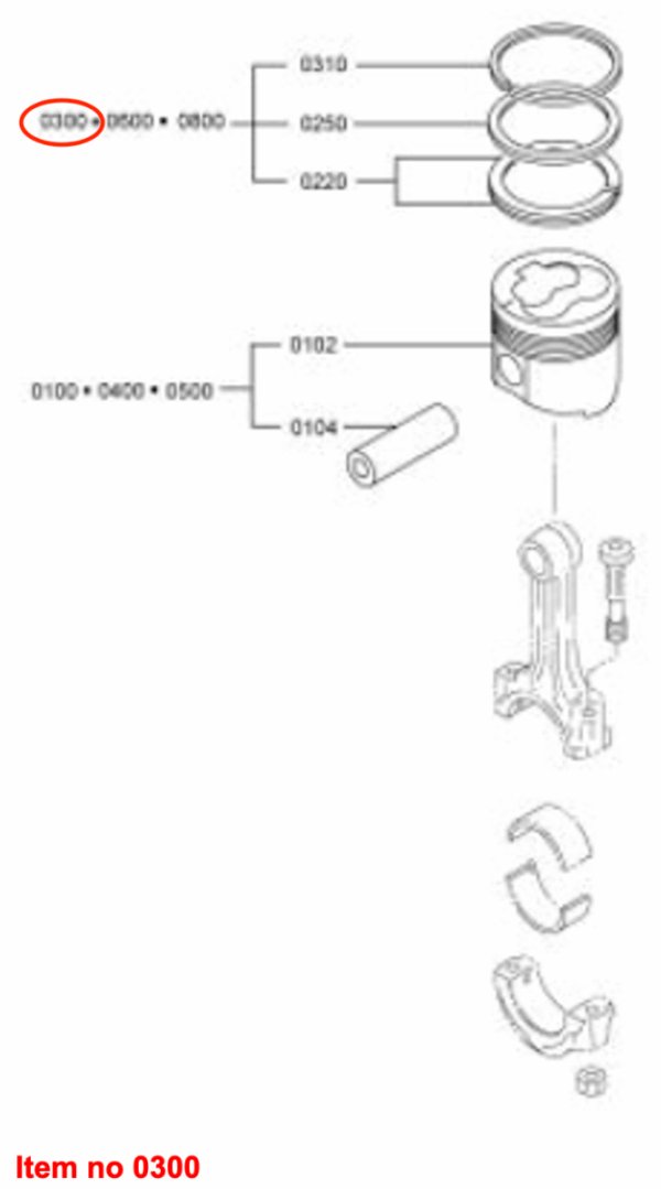 Zuigerveerset STD 76mm Mitsubishi L2E, L2E2, L3E, L3E2, MVL3E, Captain, Startrac, Etc., - Afbeelding 2