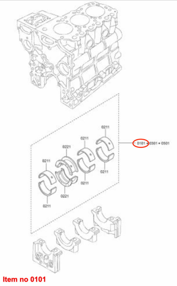 Krukaslagerset (Hoofdlagers) STD. Mitsubishi L3A, L3C, L3E, L3E2, MVL3E, Captain, Startrac, Etc., - Afbeelding 3