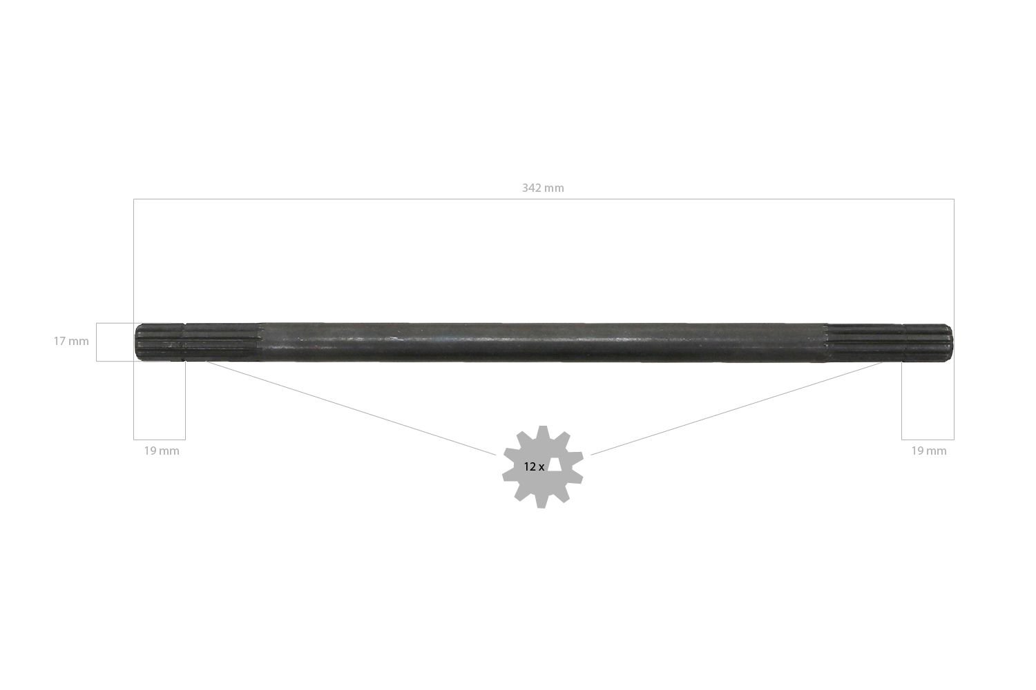 4WD aandrijfas 34,2cm