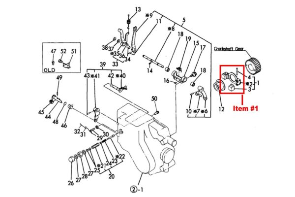 Regulateur brandstofpomp Yanmar YM-serie, 2T75U, 2T75UA,  3T72HA, 3T75U, 3T75H, 3T80U, 3T82B, 3T84H, 3T84HLE, Komatsu 3D72-1, 3D75-1, 3D84-1, - Afbeelding 4