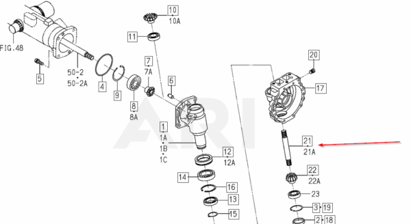 Iseki As eindaandrijving TM3160, TM215, TM217, TM223 - Afbeelding 3
