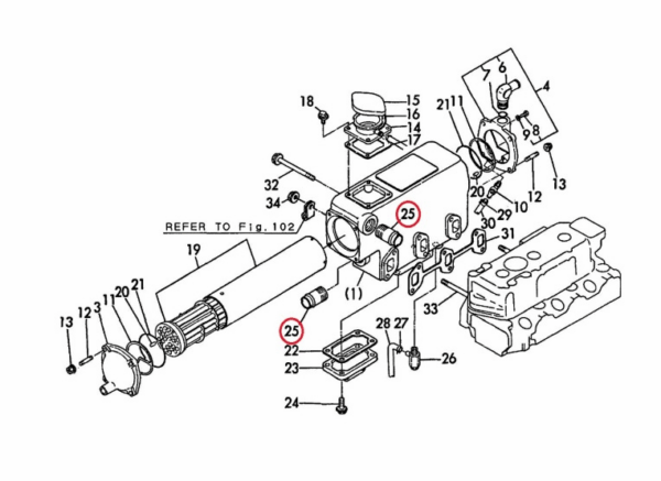 Yanmar koelwateraansluiting Yanmar Marine, Yanmar F, FX, YM, Komatsu 3D72, 3D75, 3D84 - Afbeelding 2