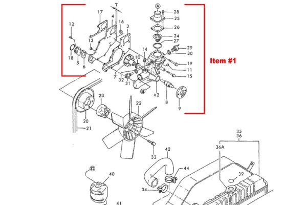 Waterpomp Yanmar 3TN100E, 3TN100TE, 3TN100L, 4TN100, 4TN100E, 4TN100L, 4TN100TE, 4TN100TL, 4TNE100, - Afbeelding 8