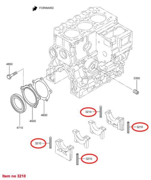 Afdichting hoofdlagerkap Mitsubishi, MVS3L, MVS3L2, S3L, S3L2, S4L, S4L2, Captain, Startrac, Etc., - Afbeelding 2