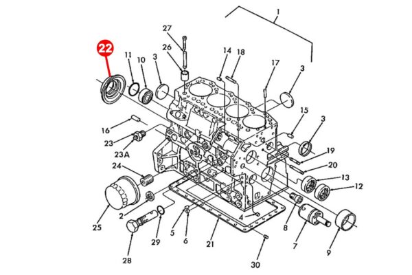 Krukaskeerring (achterste) Shibaura J843, N843L, N844, Perkins 103, 104, 403, 404, Caterpillar C1.1, C1.7, C2.2, 3013C, 3024, 3024C, - Afbeelding 6