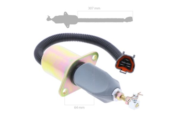 Stop solenoid 12 volt Yanmar, 4TNE94, 4TNE98, 4TNE106,  4TNV94, 4TNV98, Hyundai, Komatsu, Volvo, Yanmar, Etc., - Afbeelding 2