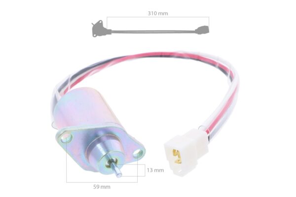 Stop Solenoid 12 volt Yanmar 2V78, 2V750, John Deere 355D, GX355, F735, Countax 18/50, Hustler, JCB, Ransomes - Afbeelding 2