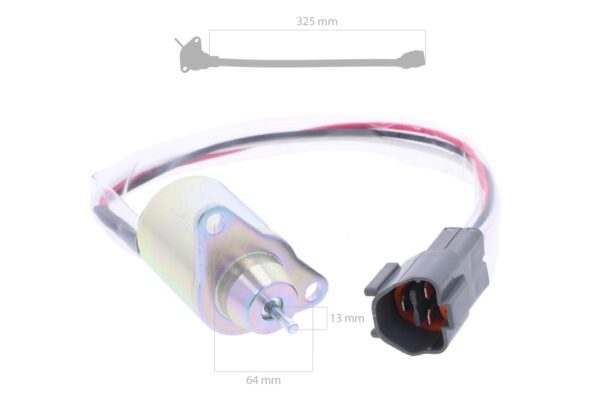 Stop solenoid 24 volt Yanmar 2TNV70, 3TNV88, 4TNE88, 4TNV94, 4TNV98, Doosan, Hyundai, Takeuchi, - Afbeelding 2