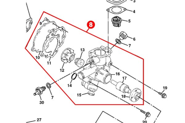 Waterpomp Yanmar 2TN66L, 3TNA68, 2TNE65, 2TNE68, 3TG72, 3TN63, 3TN66, 3TNA68L, 3TNA72C, 3TNE66, 3TNE68, 3TNE74, 3TNV76, 3TNV80F, John Deere, Komatsu, Takeuchi, - Afbeelding 10