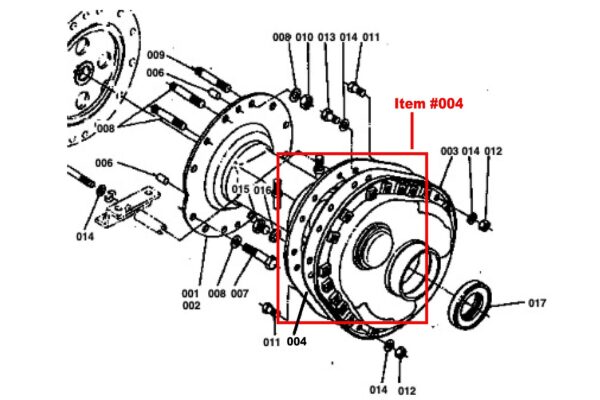 Pakking eindaandrijving Kubota L185, L235, L245, L275 - Afbeelding 2