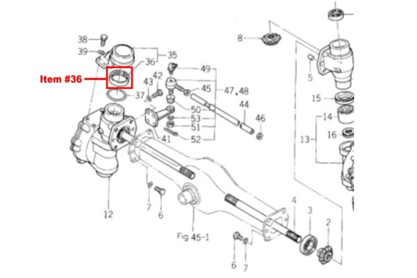 Lagerbus Vooras 4WD Iseki TE3210, TU1400, TU1401, TU1500, TU1501, TU1600, TU1601, TU1700, TU1701, TU1900, TU1901, TU2100, TU2101, - Afbeelding 4
