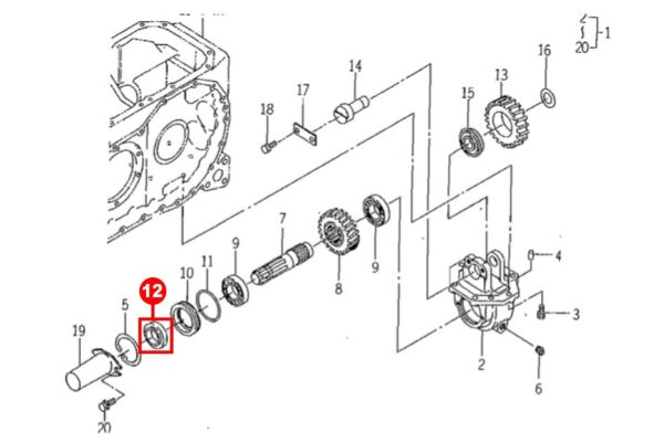 Keerring met stalen binnenbus t.b.v. middenaftakas Iseki TA, TD, TE, TG TK, TLE-TYPES, 5035 Bolens, Massey Ferguson 1165, 1240, 1250, 1260, 1547, 1747, - Afbeelding 5
