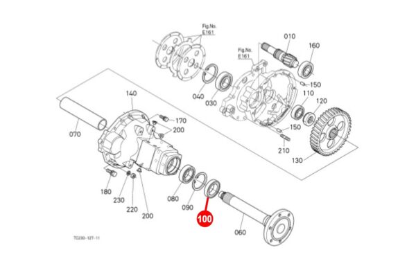 Steekaskeerring achter Kubota GL, L, L1-Types, Hinomoto NX-Types - Afbeelding 3
