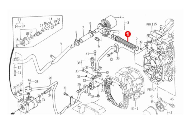 Hydrauliek aanzuigfilter Iseki Sial, TF, SF, 3125, 3130, Massey Ferguson 1210, 1220, 1230 - Afbeelding 3