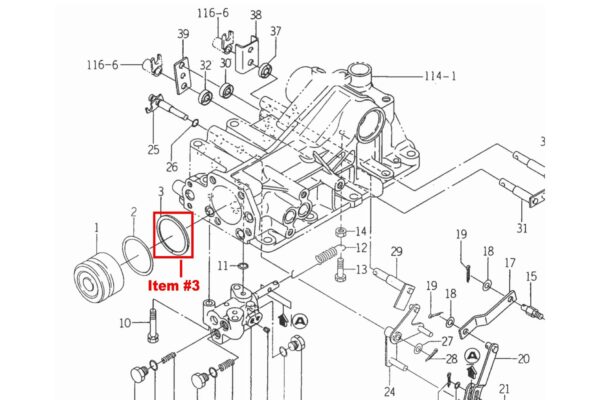 Steunring hefcilinder Iseki TE, TF, TM, TS, 2115, 2120, 2125, 3015, 3020, Bolens G, Massey Ferguson 1205, 1210, 1215, 1220, 1225, 1519, 1520, 1523, 1525 - Afbeelding 4