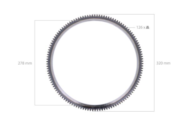 Starterkrans Z=126 Shibaura N843, N844, Perkins 103, 403, Caterpillar C1.5, C2.2T, 3003, 3011, etc. - Afbeelding 2