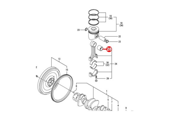 Pistonpenlager STD Yanmar 3T82/84, 3TN82/84, 3TNB80/82/84, 4TN82/84/86/88, 3TNE84/88, 3TNS84, 4TNA78, 4TNE84/88, 3TNV82/84/86/88, 4TNV84/86/88, - Afbeelding 3