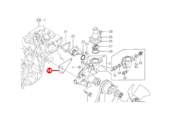 Waterpomppakking Yanmar 3TNE84/88, 3TNV84/88, 4TNE84/88, 4TNV84/88, TK482, TK486, Komatsu, John Deere, etc., - Afbeelding 2