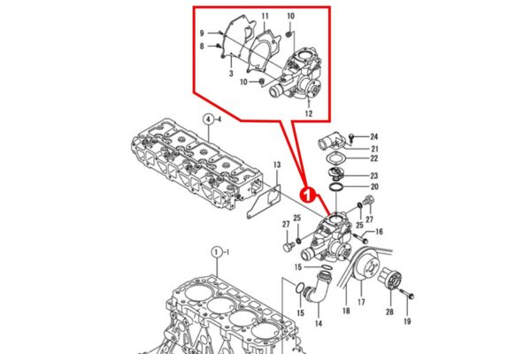 Waterpomp Yanmar 4TNE92, 4TNE94, 4TNE98, 4TNV98, 4TNV94L, Komatsu 4D92E, 4D94E, 4D98E, S4D94E, 4D94L, 4D94LE, - Afbeelding 6