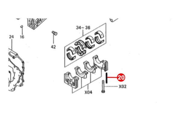 Afdichtstripset Hoofdlagerkap Mitsubishi L2E, L2E2, L3A, L3C, L3E, L3E2, - Afbeelding 2