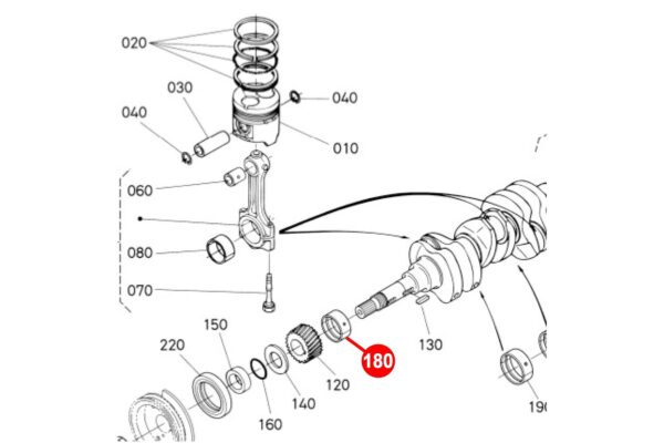 Krukaslager STD (voorste) Kubota D650, D750, D850, D950, V1100, V1200, Z500, ZB500, Z600, ZB600, Z602, - Afbeelding 4