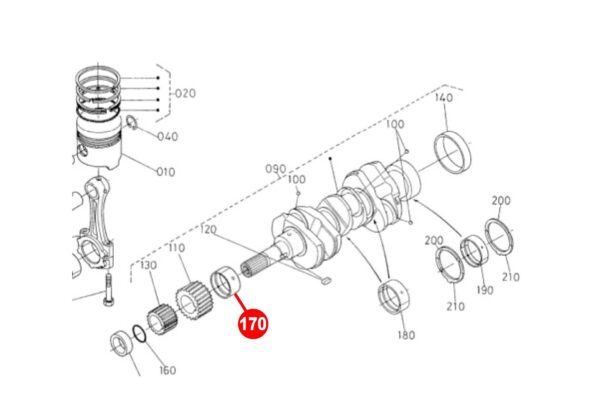 Krukaslager STD (voorste) Kubota D905, D1005, D1105, D1305, V1305, V1405, V1505, WG1605, - Afbeelding 4