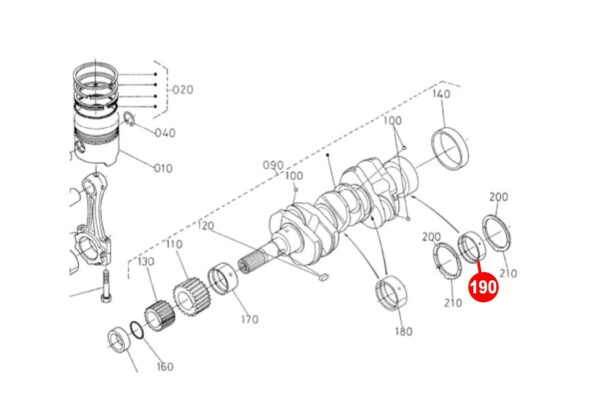 Krukaslager STD (achter) Kubota D905, D1005, D1105, D1305, V1305, V1405, V1505, WG1605, - Afbeelding 4