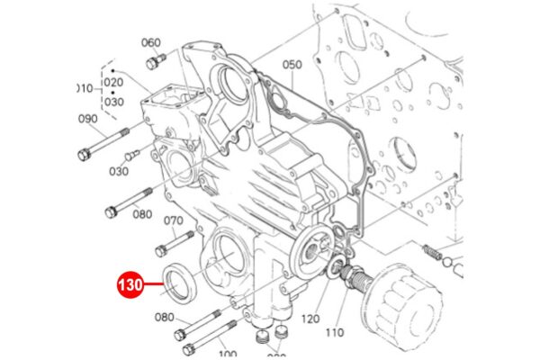Krukaskeerring (voorste) Kubota D600, D640, D662, D722, D782, D902, Z400, Z402, Z430, Z482, Z602, - Afbeelding 5