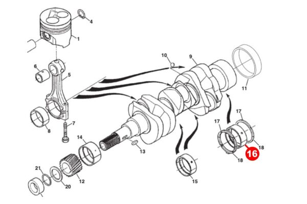 Krukaslager STD (achter) Kubota D600, D640, D650, D662, D722, D750, D782, D850, D902, D950, V1100, V1200, Z400, Z402, Z430, Z482, Z500, ZB500, Z600, ZB600, Z602, - Afbeelding 4